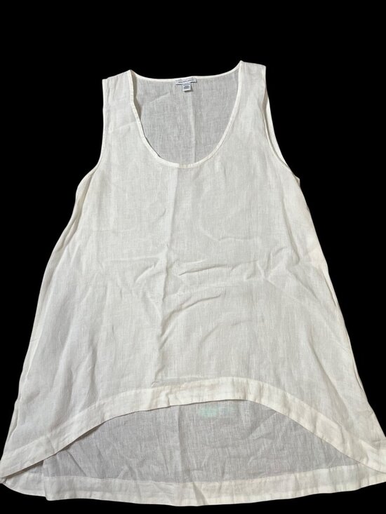 Saks Fifth Avenue Tops - Saks Fifth Avenue White Linen High-Low Tank Top Womens XL